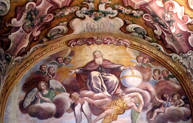 Gloire de Dieu le Père, après la restauration - L'église de Santa Maria Nascente est situé à l'entrée de la ville de Cardano al Campo dans images sacrée Gloria