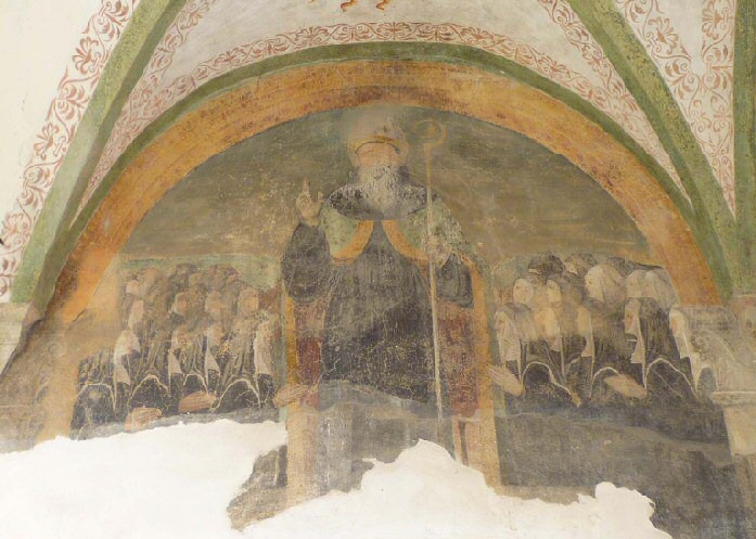 Sant'Agostino e le monache, affresco del secolo XVI nel Monastero di San Michele (foto di Paolo Zanzi)