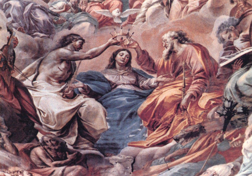 L'Incoronazione di Maria nella gloria del Paradiso da parte della Santissima Trinità, nella cupola sopra l'altare