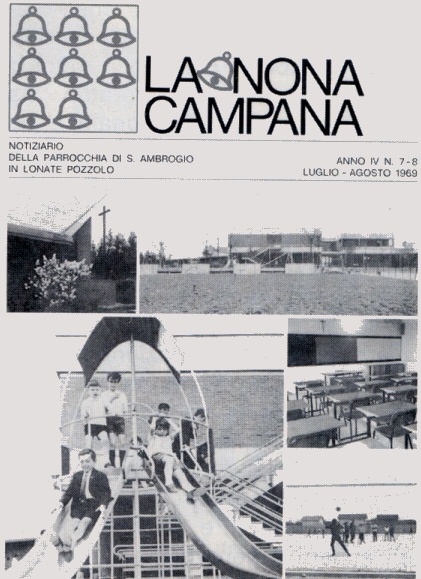 Copertina de "La Nona Campana" del luglio-agosto 1969, dedicata al nuovo Oratorio Maschile, con grafica e logo rinnovati