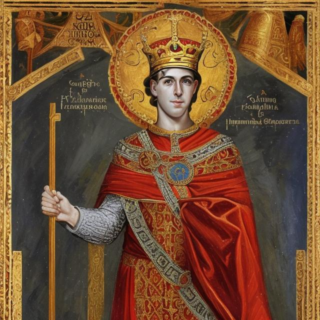Costantino XIII ritratto come un imperatore bizantino (creata con openart.ai)