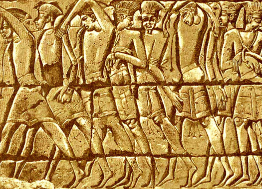 Guerrieri filistei in un rilievo di Medinet Habu (Egitto)