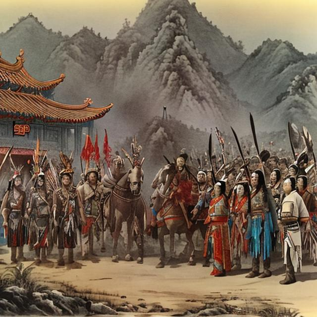 Primo incontro tra una legione romana e guardie di frontiera cinesi (creata con openart.ai)