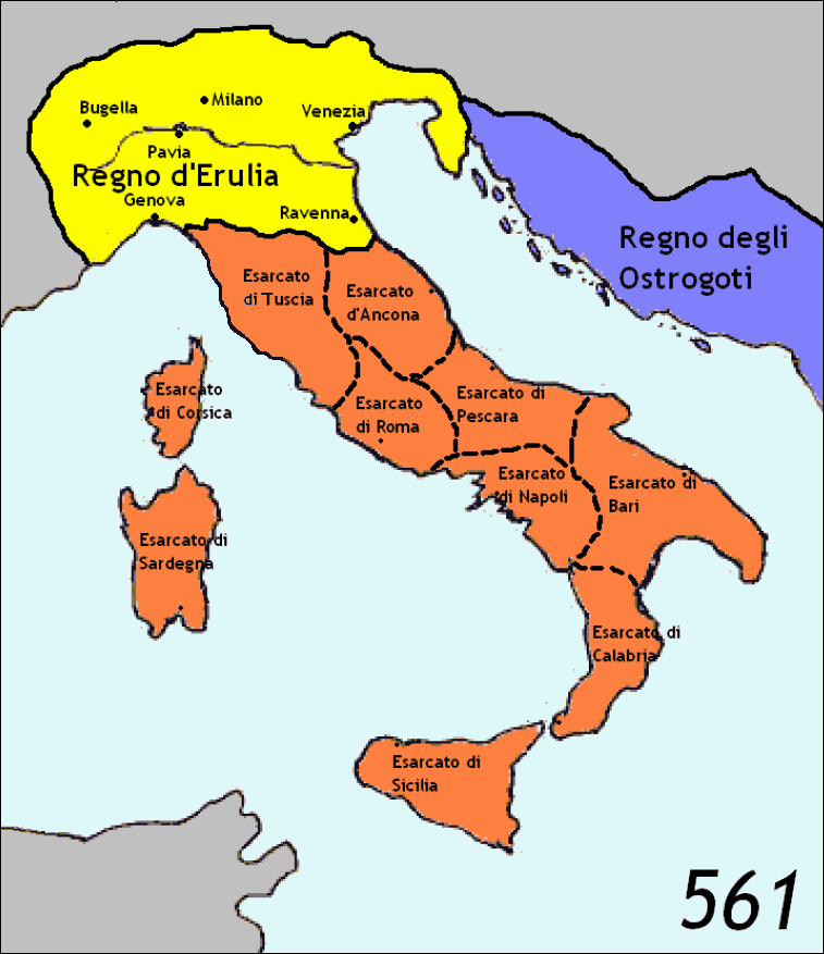 Il Regno di Erulia nel 561 d.C.