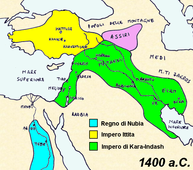 Massima espansione dell'Impero Mesopotamico sotto Kara-Indash (grazie a William Riker)