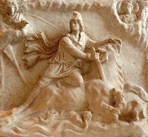 Mitra uccide il Toro celeste, bassorilievo del III sec. d.C.