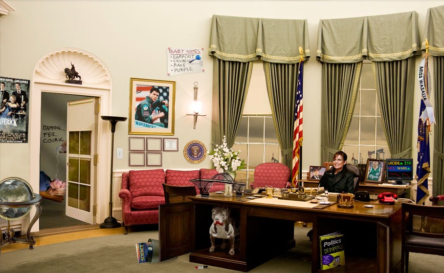 Parodia di Sarah Palin alla Casa Bianca tratta dal sito palinaspresident.us