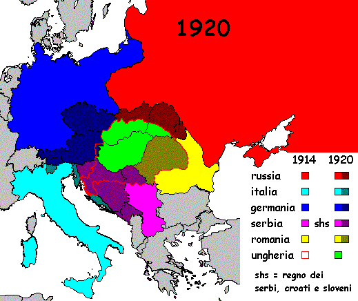 mappa prima guerra mondiale 5 - prima e dopo la guerra 1914-1920