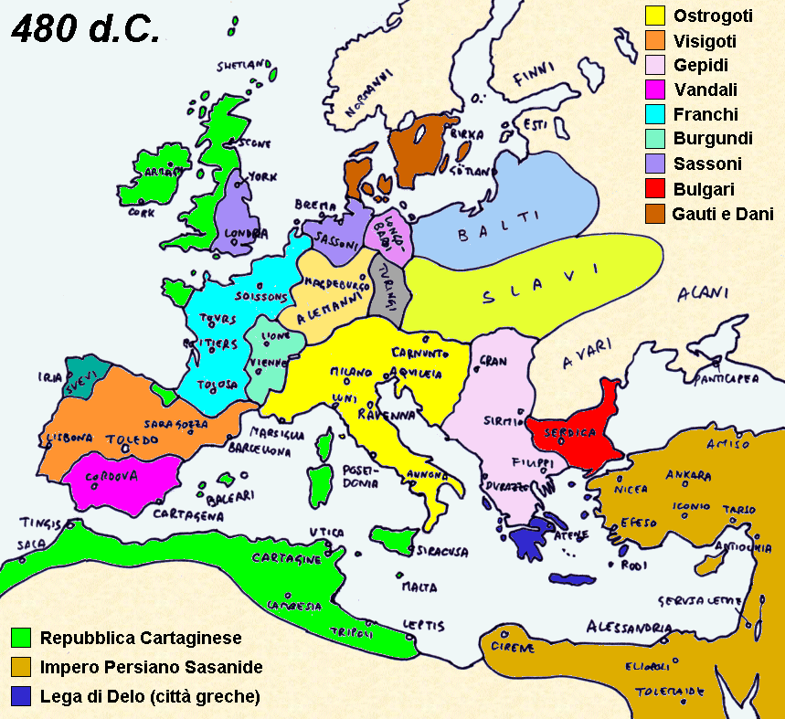 I Regni Punico-Barbarici nel 480 d.C.