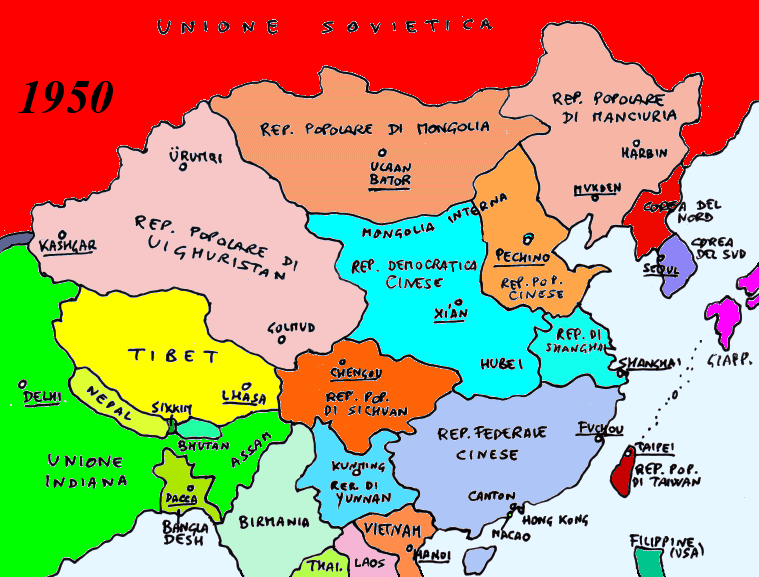 Il mondo Cinese nel 1950, diviso in due dalla Cortina di Ferro