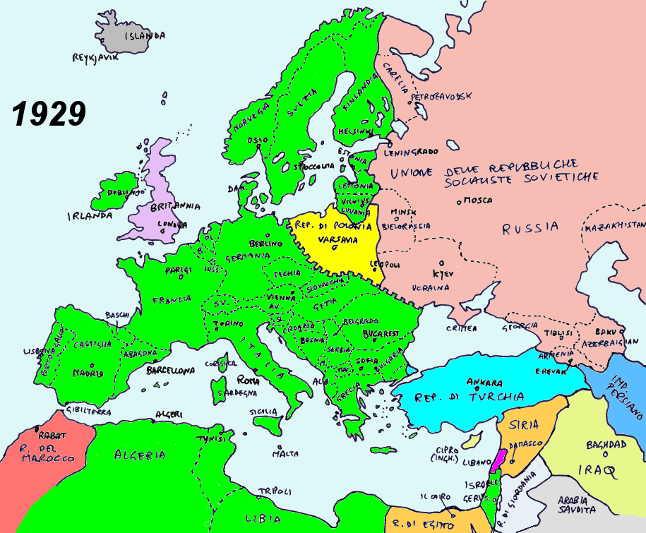 Il continente europeo nel 1929