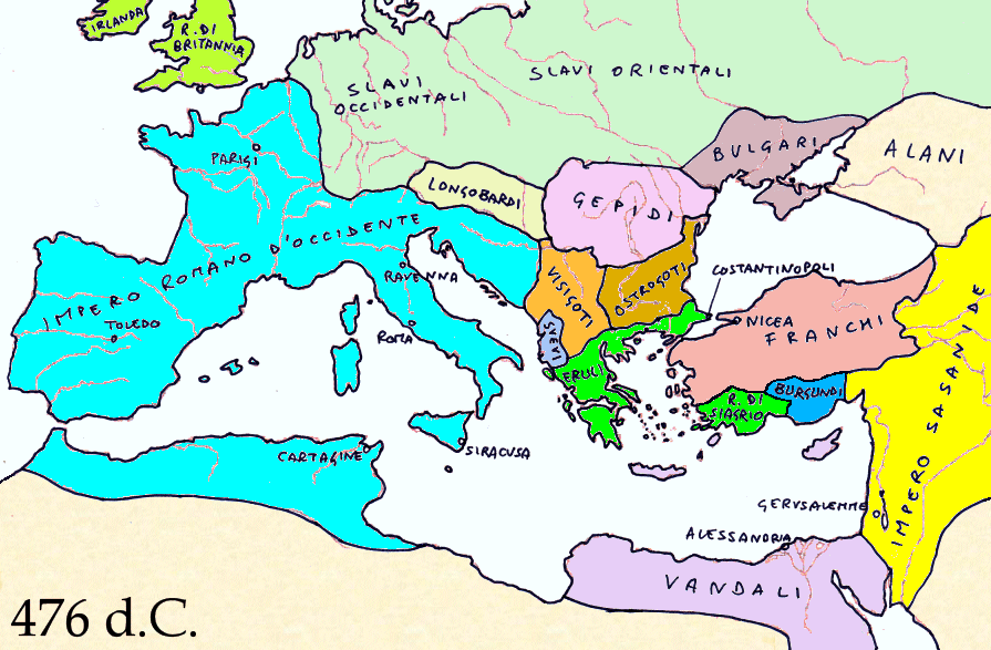 I Germani in oriente nel 476 d.C.