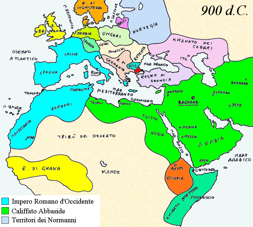L'Europa e il Mediterraneo nel 900 d.C.