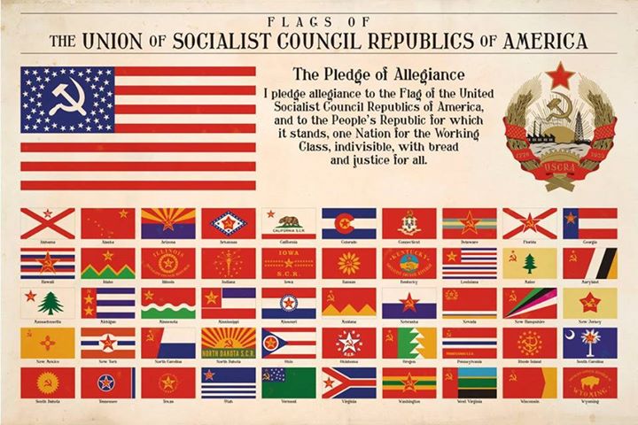 Le bandiere dell'ipotetica Unione delle Repubbliche Socialiste Sovietiche di America!