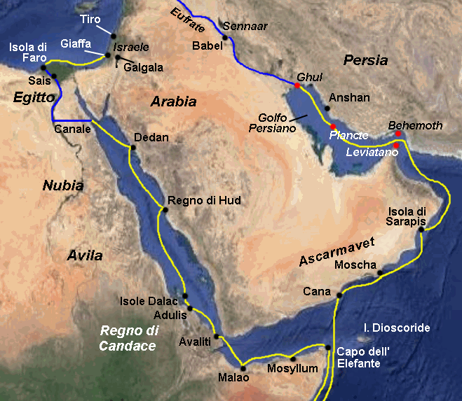 Itinerario della nave di Argo intorno alla penisola arabica