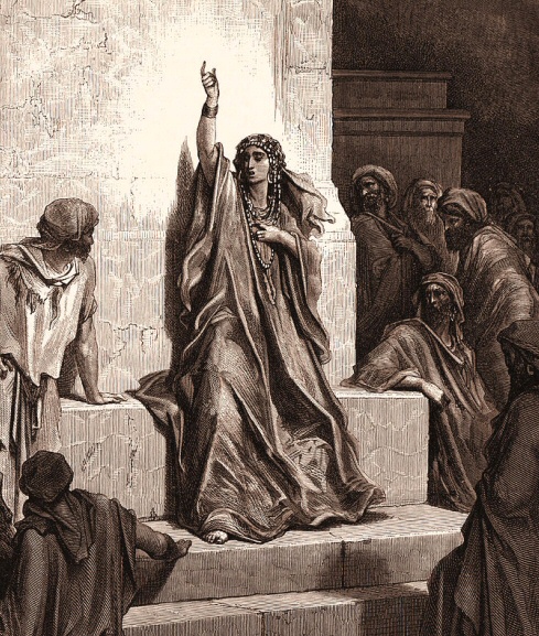 Debora ringrazia il Signore dopo l'uccisione di Sisara, incisione di Gustave Doré
