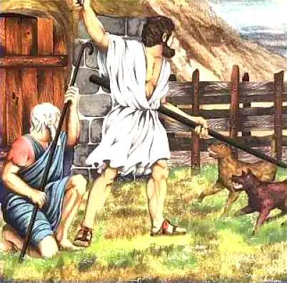 Gedeone incontra il fedele pastore Achian, illustrazione del XX secolo