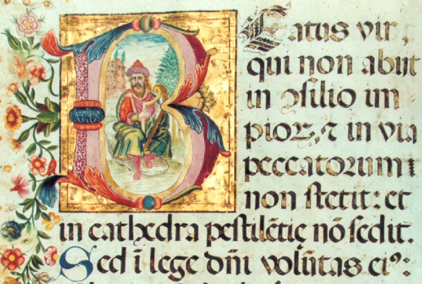 Il profeta Omero in una miniatura da una Bibbia del XIV secolo