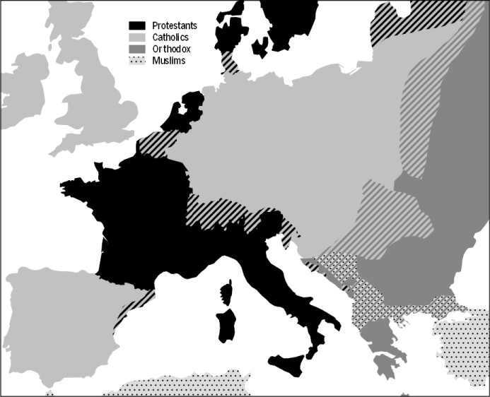 Le religioni europee alla fine del XVI secolo