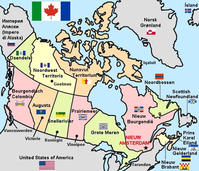 Mappa del Canada come appare oggi