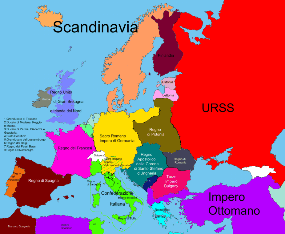 Cartina dell'Europa nel 1921