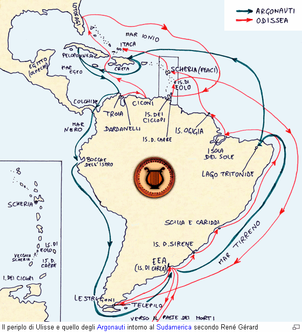 Il periplo di Ulisse e quello degli Argonauti intorno al Sudamerica secondo Ren Grard