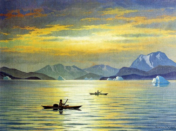 Esploratori antartici del XII secolo in un dipinto di Emanuel Petersen (1894-1948)