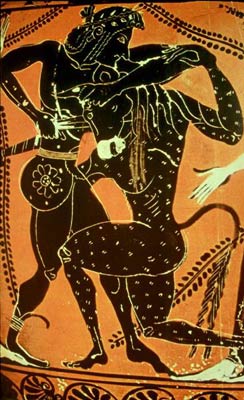 Teseo uccide il Minotauro, pittura vascolare