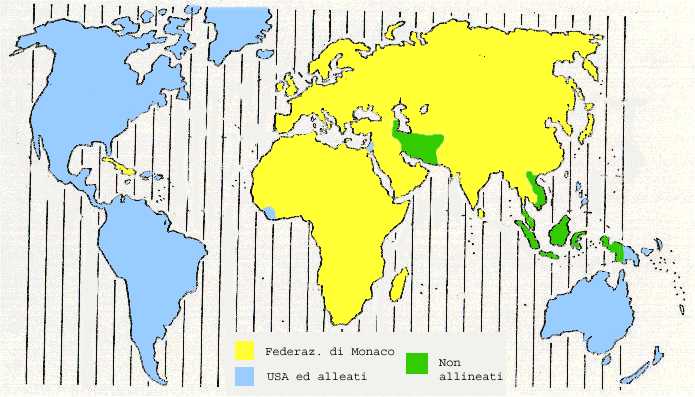 Il mondo diviso in due blocchi nel 1965, alla fine della guera del Vietnam