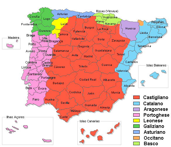 Le lingue oggi parlate nel Regno di Andalusia
