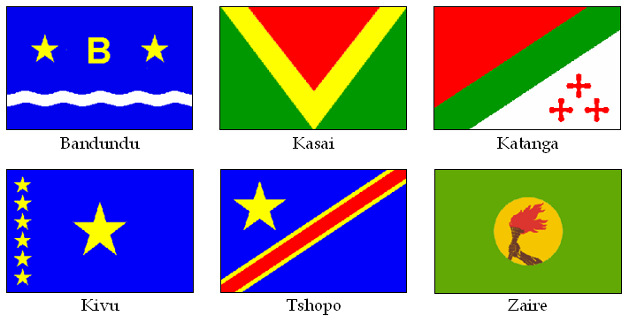 Le bandiere dei sei Stati del bacino del Congo