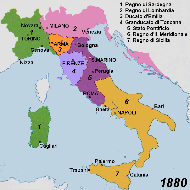 Gli Stati Italiani nel 1880