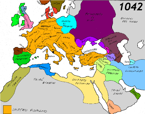 L'impero romano nel 1042 (cliccare per ingrandire)