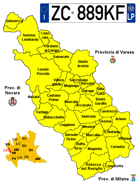 I comuni della Provincia di Lonate Pozzolo