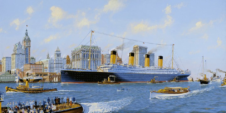 Il Titanic all'arrivo del suo viaggio inaugurale
