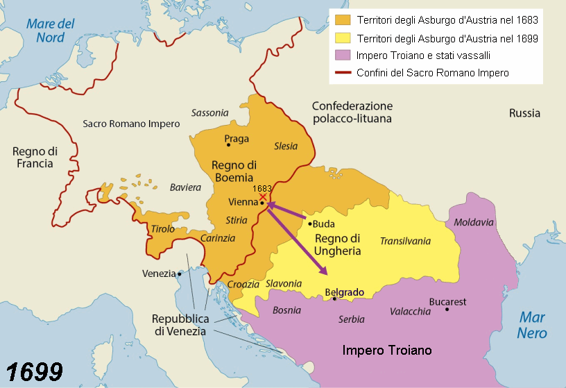 Espansione degli Asburgo ai danni dei Troiani negli anni 1683-1699