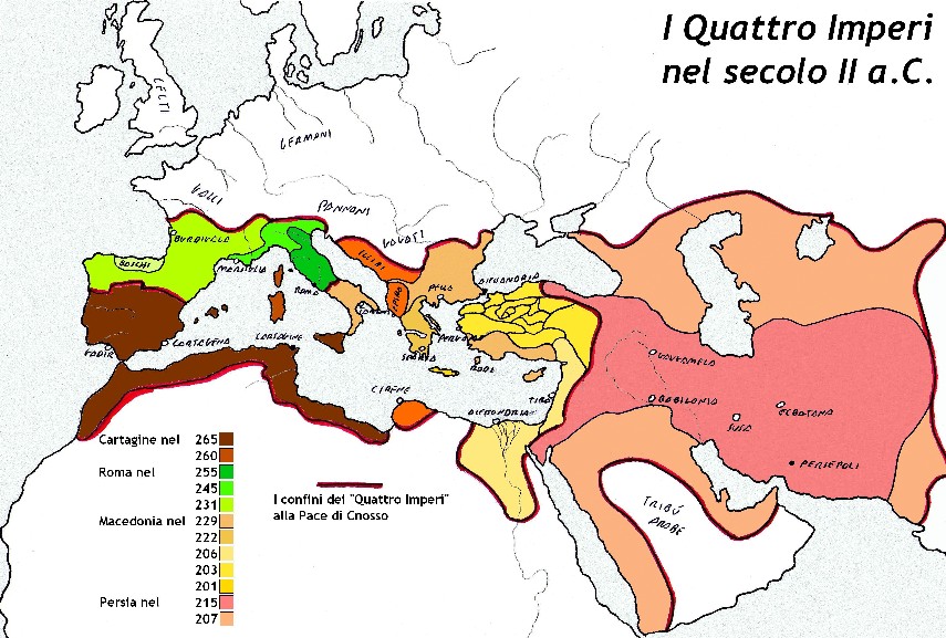I Quattro Imperi nel II secolo a.C. (cliccare per ingrandire)