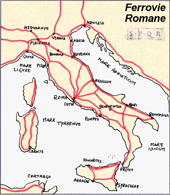 La rete ferroviaria dell'Italia romana (grazie a William Riker)