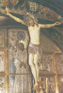Crocifisso posto sulla sommità del Calvario nella Basilica del Santo Sepolcro di Gerusalemme