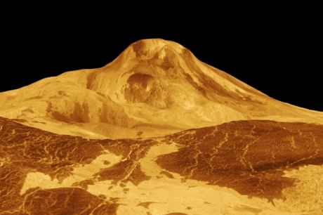 Il Monte Maat sulla superficie di Venere ripreso con il radar (Foto NASA/JPL)