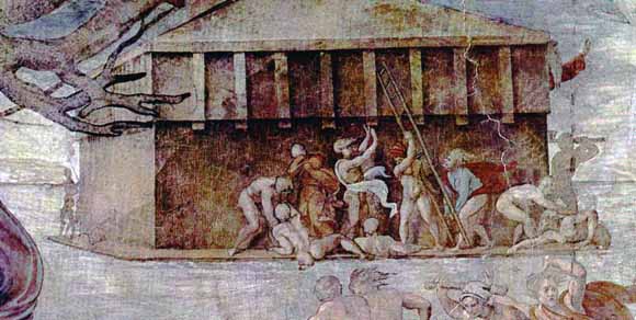 Michelangelo Buonarroti, il Diluvio Universale, Cappella Sistina: dettaglio dell'Arca