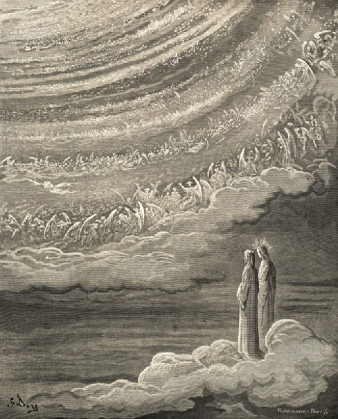 Dante e Beatrice contemplano l'Empireo dal Primo Mobile, visti da Doré