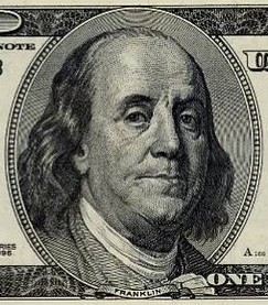 Benjamin Franklin (1706-1790) raffigurato sulla banconota da 100 dollari