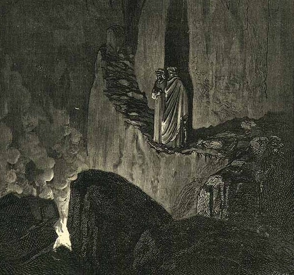 Dante e Virgilio nella bolgia dei consiglieri fraudolenti, visti da Gustave Dorè