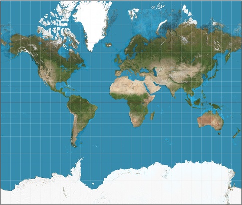 Il planisfero secondo la proiezione di Mercatore