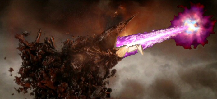 Il fotomontaggio mostra la Torre Oscura di Barad-dûr distrutta dal Gamma Ray Burst generato dall'esplosione di una ipernova!