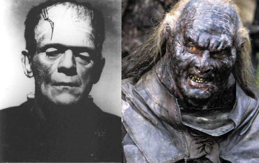La creatura di Frankenstein interpretata da Boris Karloff nel 1931 (a sinistra) a confronto con un Uruk-hai nella trilogia di Peter Jackson (a destra): la somiglianza è impressionante!
