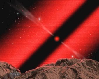 Rappresentazione artistica di un buco nero visto da un ipotetico pianeta in orbita attorno ad esso