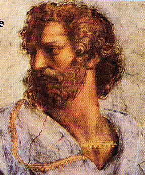 Raffaello, Aristotele (particolare de "La Scuola di Atene", Vaticano, Stanza della Segnatura, 1508-1511