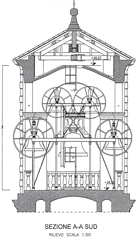 Sezione della cella campanaria del campanile di Lonate Pozzolo